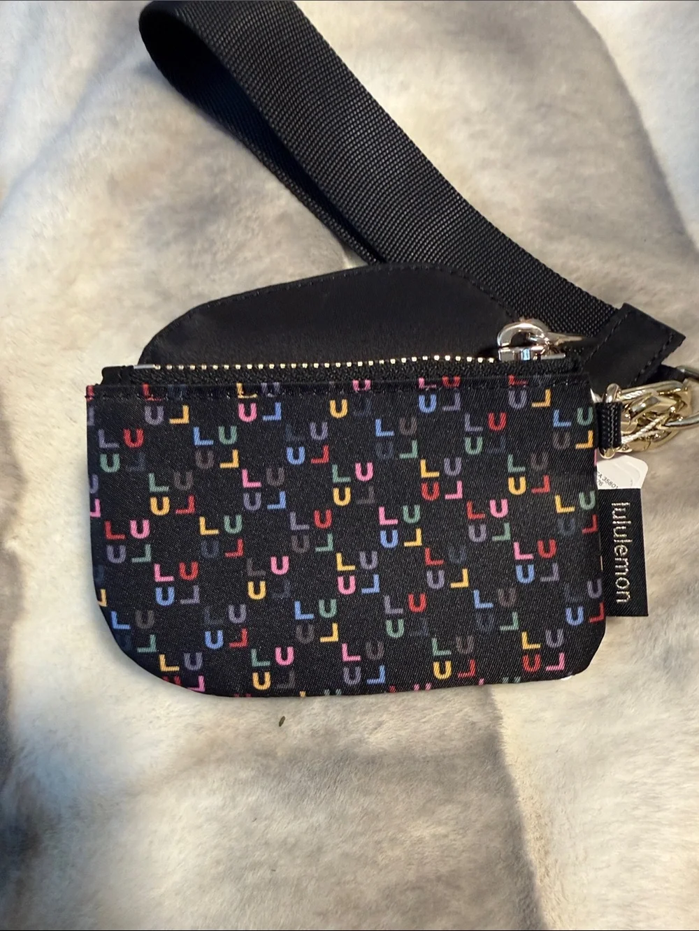 lululemon athletica Black Dual Pouch Wristlet with Multicolor Interior